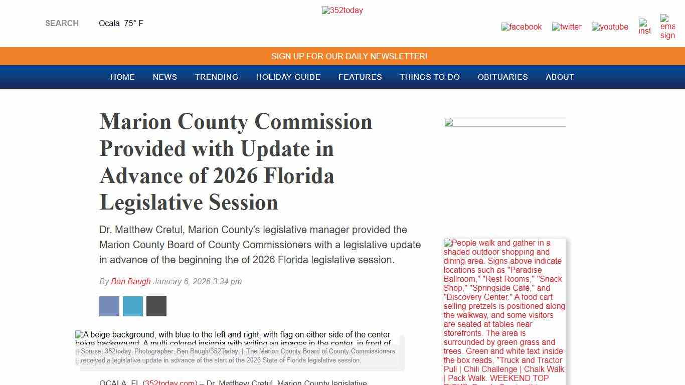 Marion County Commission Provided with Update in Advance of 2026 Florida Legislative Session - 352today