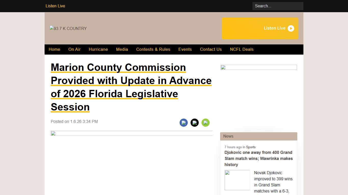 Marion County Commission Provided with Update in Advance of 2026 Florida Legislative Session - 93.7 K COUNTRY